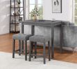 Lux Gray 3 Piece Counter Height 36" Pub Table Set with Tufted Gray Linen Stools