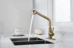 Utility Sink Faucets Single-Handle Pull-Out Laundry Faucet with Dual Spray Function in Stainless Spot Resistant Gold