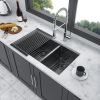 Double Bowl(60/40) Undermount Sink- 33"x19" Gunmetal Black Double Bowl Kitchen Sink 16 Gauge with Two 10" Deep Basin