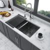 Double Bowl(50/50) Undermount Sink- 33"x19" Gunmetal Black Double Bowl Kitchen Sink 16 Gauge with Two 10" Deep Basin