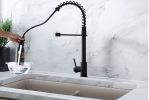 Commercial Modern Single Handle Spring High Arc Kitchen Faucet Matte Black