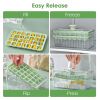 Ice Cube Tray With Lid And Bin Plastic Ice Trays Pop Ice Mold 2 Ice Cube Trays with Scoop Easy Release Stackable Dishwasher Safe Produce 56 Ice Cubes