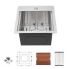 15 Inch Drop in Kitchen Sink - 15 "x 15" Kitchen Sink Stainless Steel 18 Gauge Workstation Sink Drop-in Topmount Single Bowl Kitchen Sink