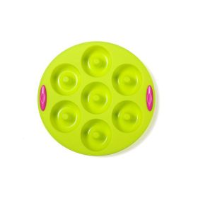 7 Holes Donuts Mold Silicone Donuts Pan Baking Sheet Silicone Baking Pans Non-Stick Kitchen Baking Tool (Color: green)