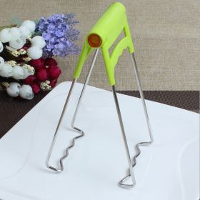 Bowl Holder Bowl Clamp Tongs Clip Pot Stainless Steel Foldable Dish Holder Steamer Lifter Picker Heat Insulation Plate Tong Anti-hot Clamp Gripper (Color: green)