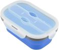 Lunch Box Collapsible Silicone Food Storage with Fork Spoon Expandable Eco Lunch Bento Box BPA-Free Dishwasher Freezer Microwave Safe