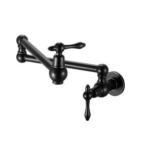 Pot Filler Faucet - Wall Mount Kitchen Sink Faucet Folding Stretchable with Single Hole Two Handles (Color: as Pic)