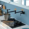 Pot Filler Faucet - Wall Mount Kitchen Sink Faucet Folding Stretchable with Single Hole Two Handles