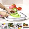 Multifunction Sink Cutting Board Chopping Board Folding Drain Basket Collapsible Cutting Board with Dish Tub Space Save Washing Board